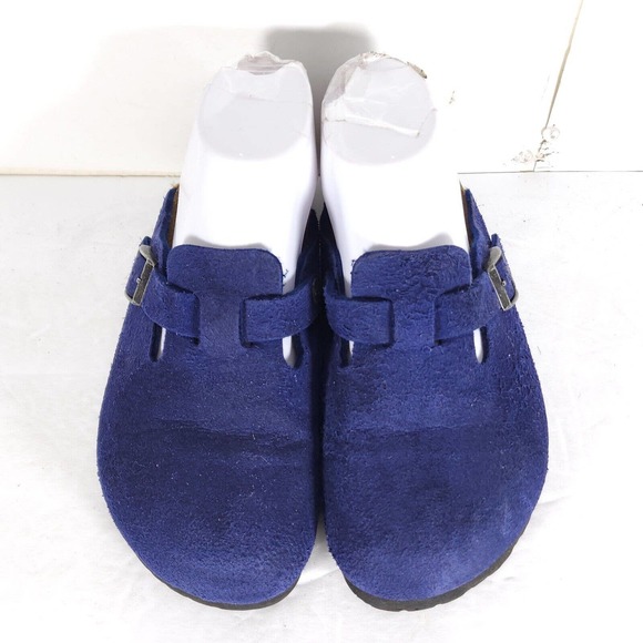 Birkenstock Papillio Women's Boston EU36 US5 Blue Suede Soft Footbed Clogs - Picture 3 of 15